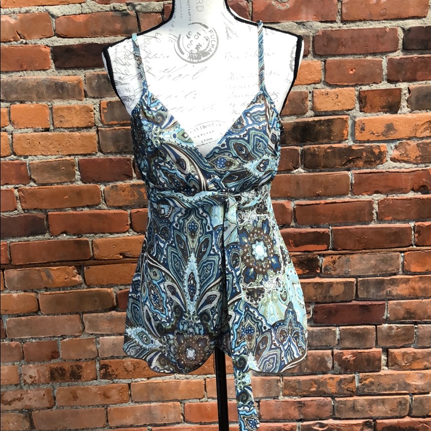 Bcx Medium Spaghetti Strap Tank Paisley